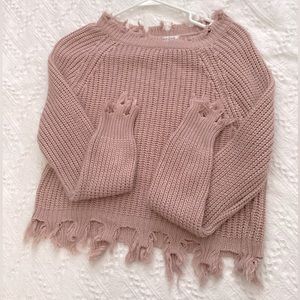 Cute rip style sweater baby pink